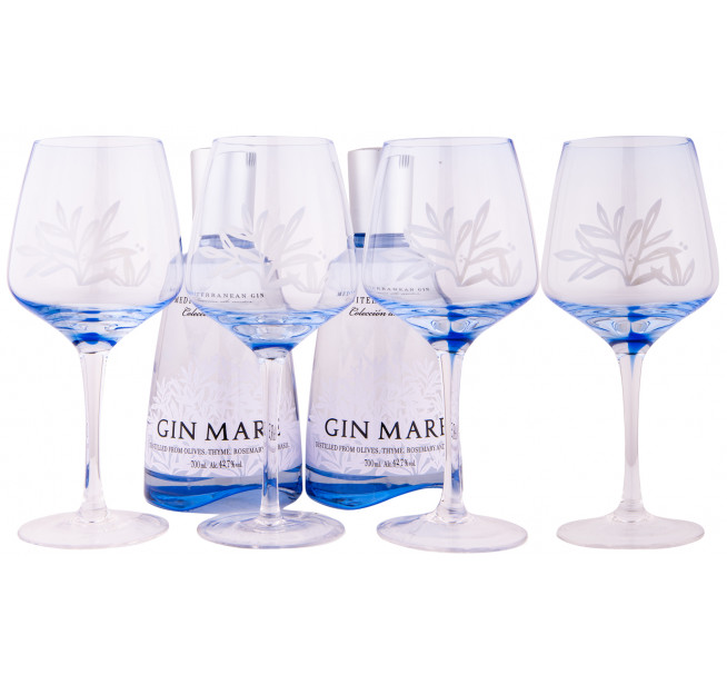 Gin Mare Pachet cu 2 Sticle si 4 Pahare 0.7L
